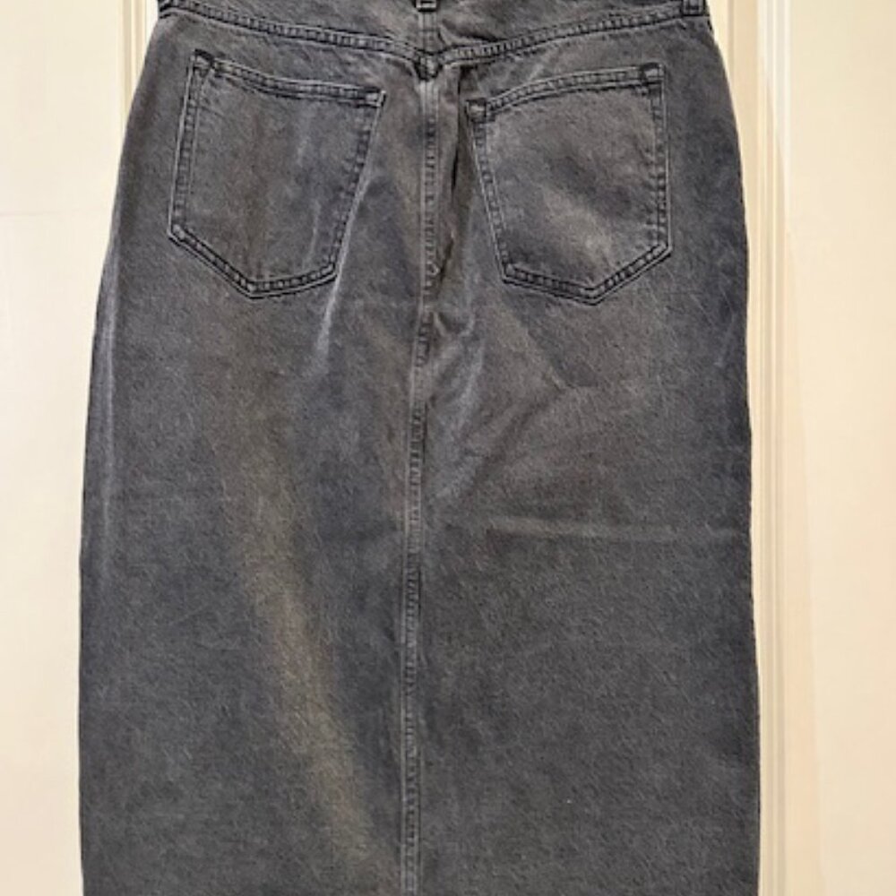 Abercrombie & Fitch Black High-Waist Pencil Denim Skirt with Front Slit - Picture 4 of 4